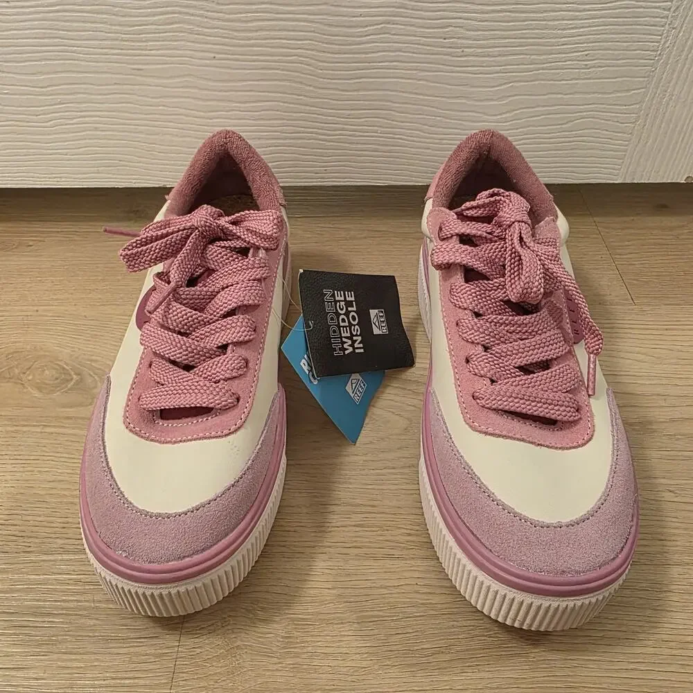 Reef Pink White Suede Lay‎ Day Lift Platform Cute Outdoor Sneakers Size 8.5 - Picture 5 of 13